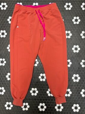 FIGS Mari Jogger Skinny Scrub Pant Womens M/P Terracotta Pink Drawstring Bottoms